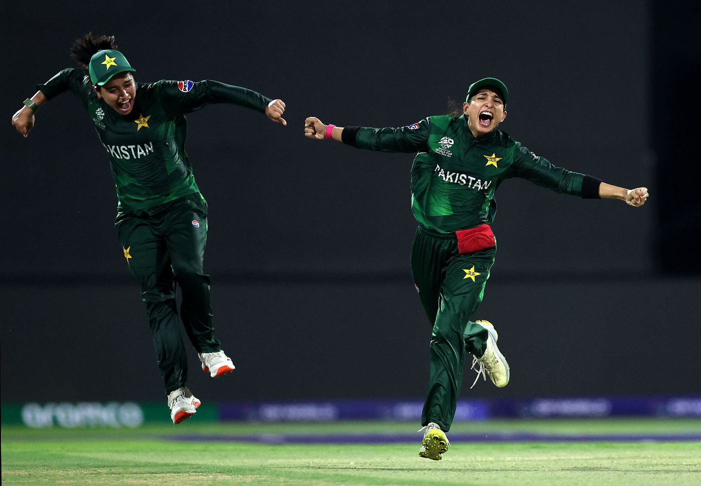 Omaima Sohail was involved in the first three wickets - she caught the first one, then had two bowled