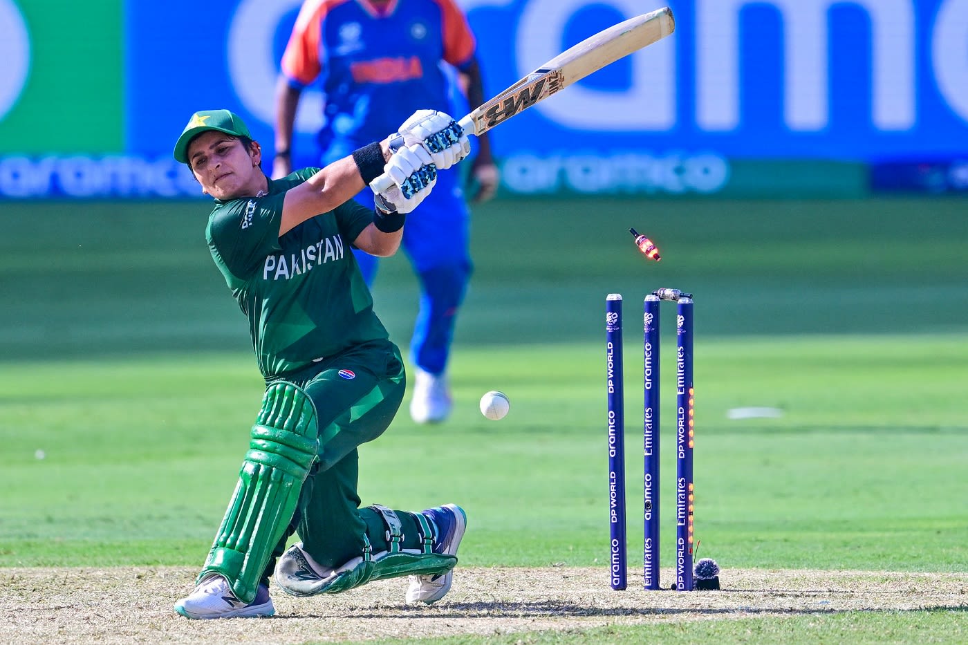 Nida Dar was bowled for 28