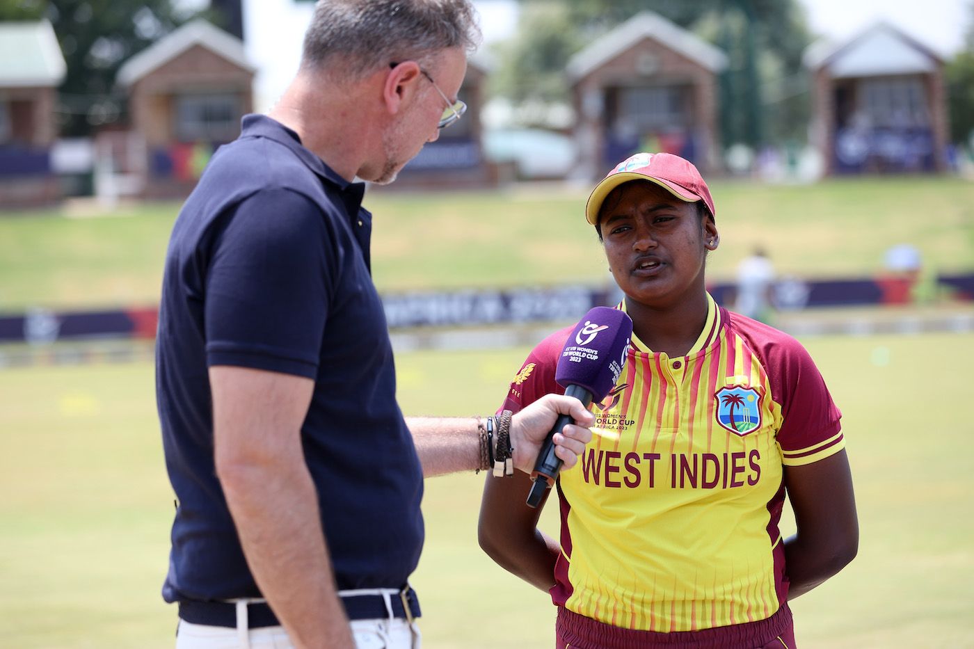 Ashmini Munisar, West Indies U-19 women's captain, speaks at the toss