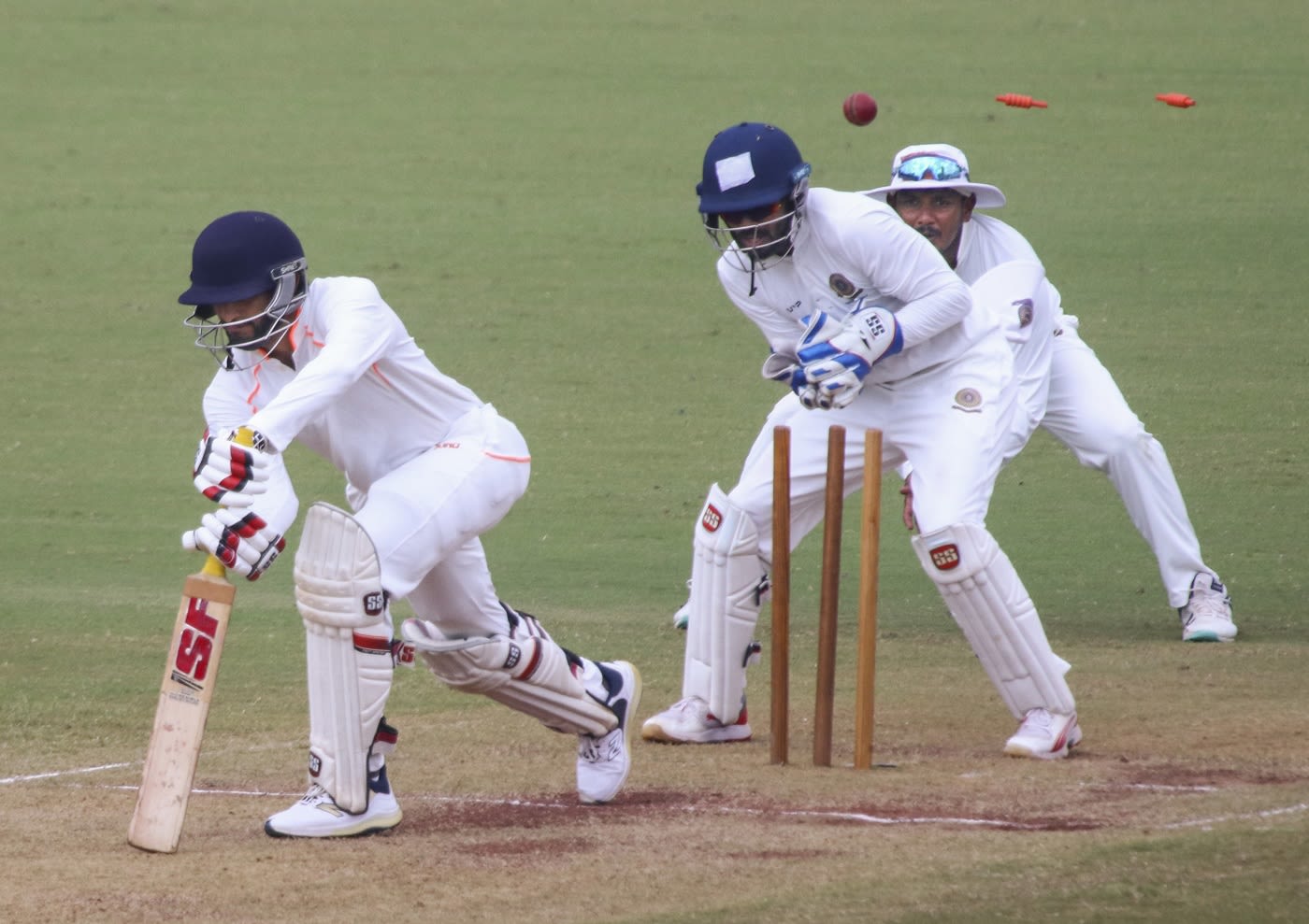 Vidarbha's Aditya Thakare was bowled for a duck