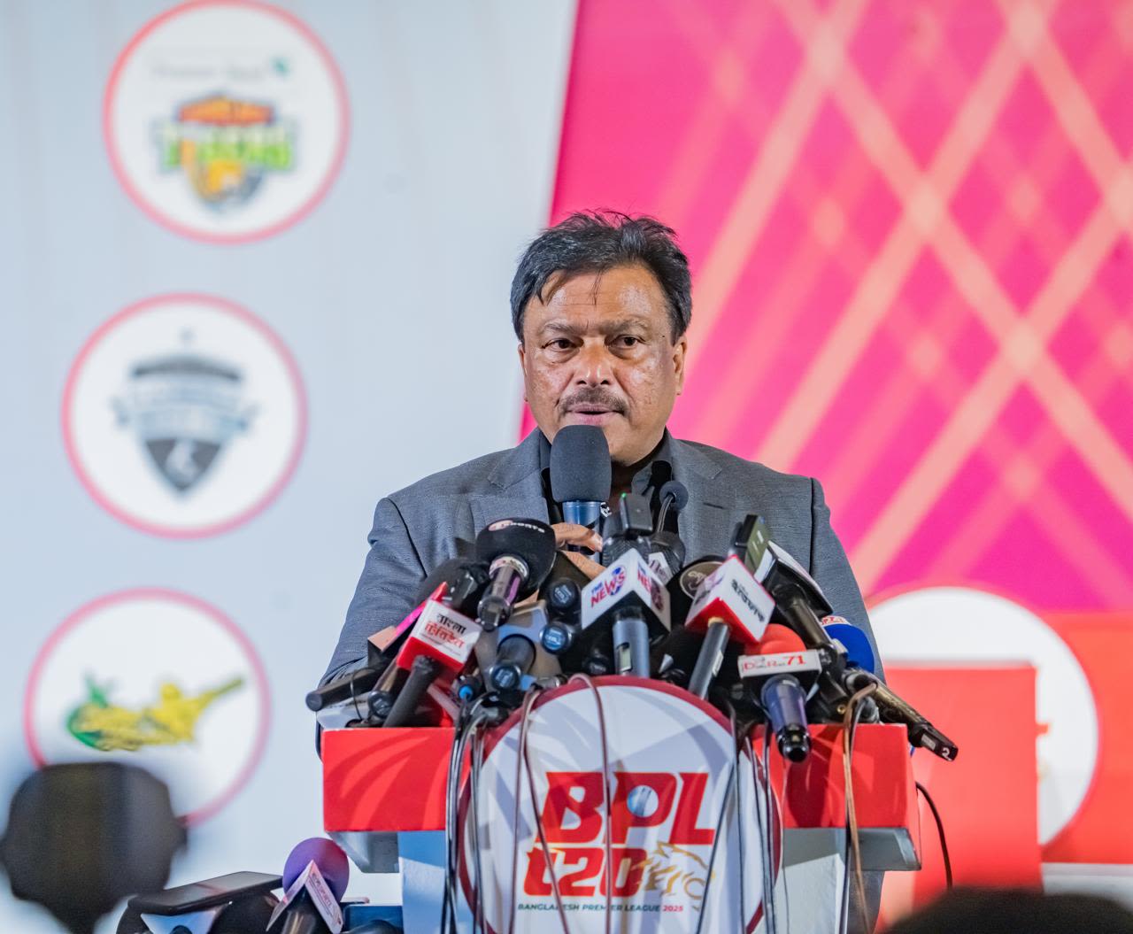 BCB chief Faruque Ahmed speaks after the BPL draft