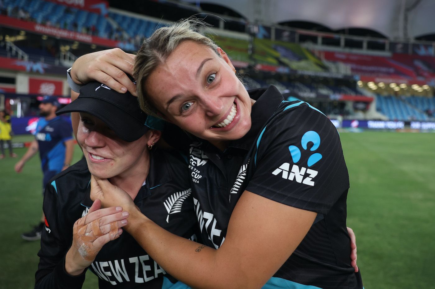 Fran Jonas (and the cameras) feel Molly Penfold's delight upon New Zealand making the semi-final