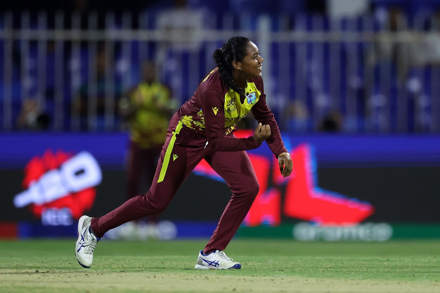 Afy Fletcher celebrates the big wicket of Sophie Devine