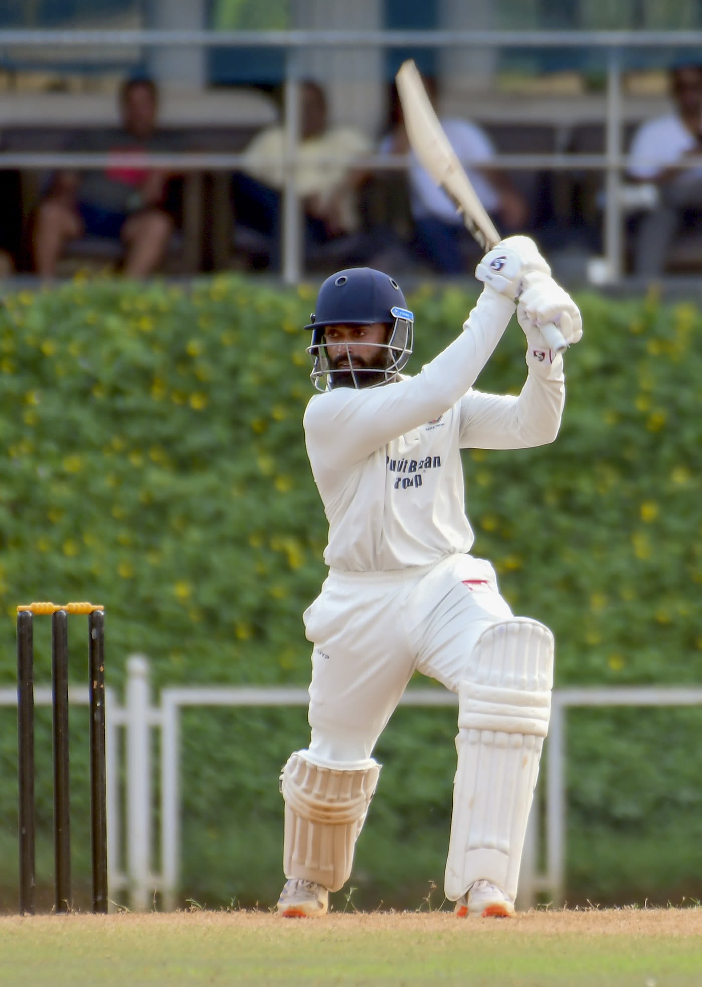 Ankit Bawne hits through the off side