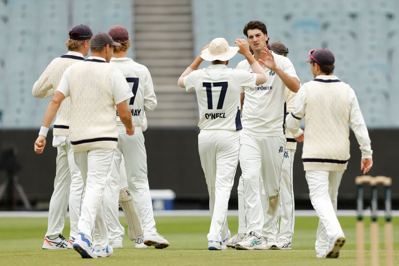 Sam Elliott celebrates a wicket