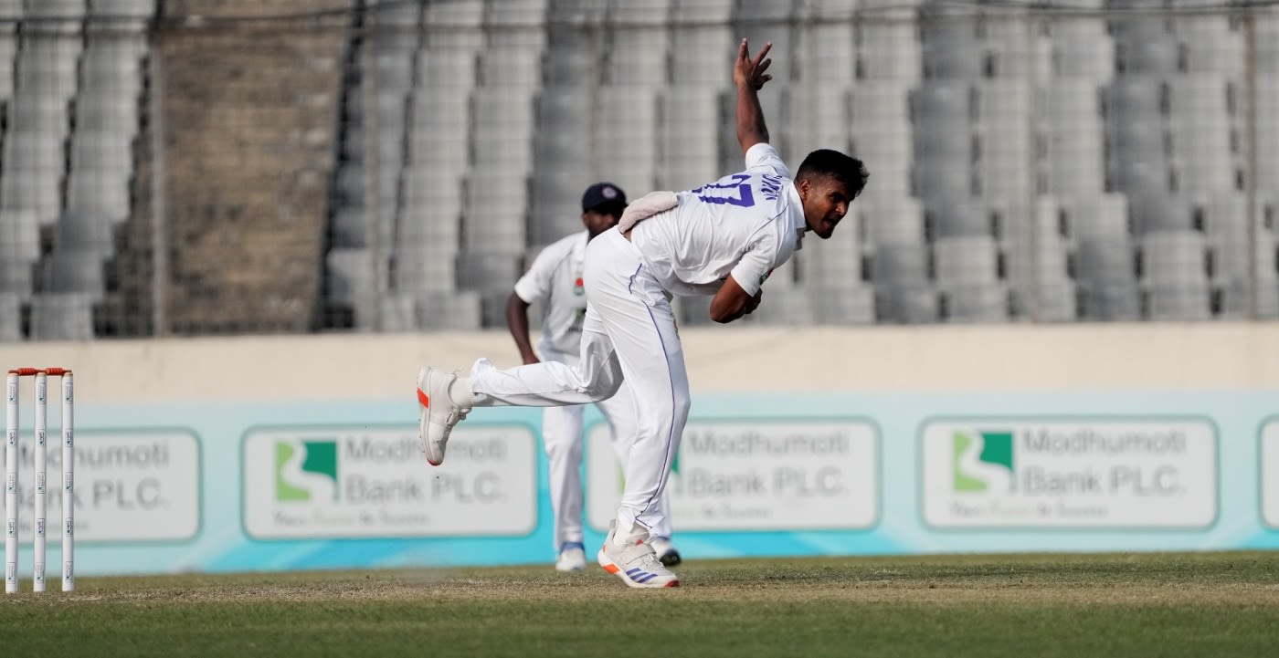 Sumon Khan returned figures of 6 for 50 in the first innings