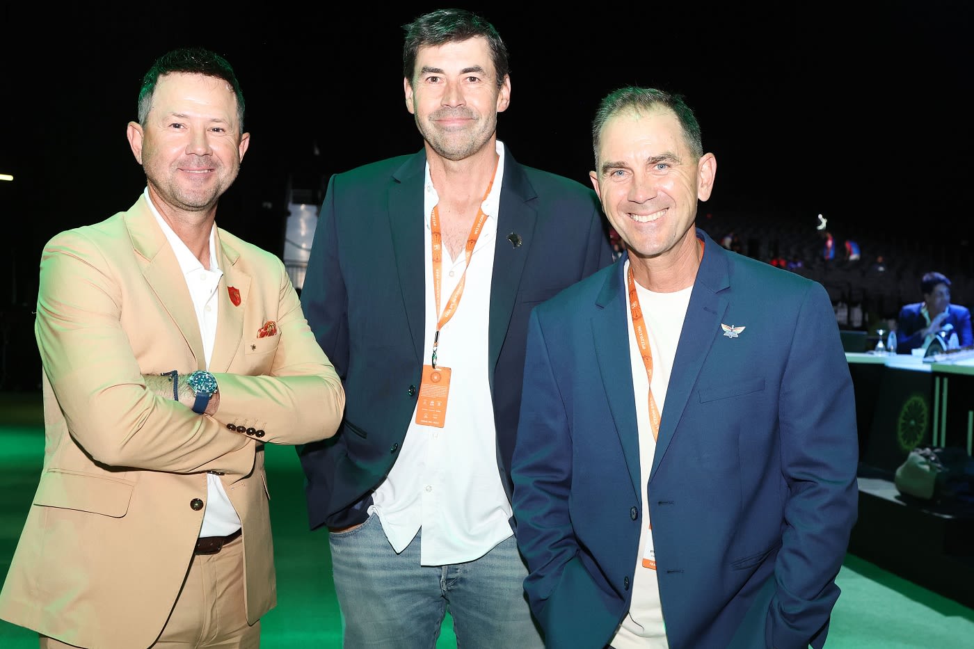 Ricky Ponting, Stephen Fleming and Justin Langer pose for a photograph