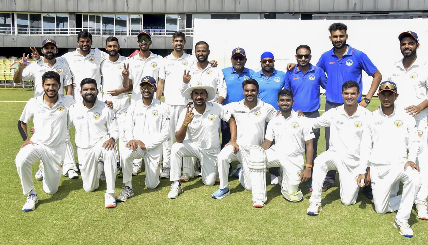 The Chandigarh players pose after their win against Assam