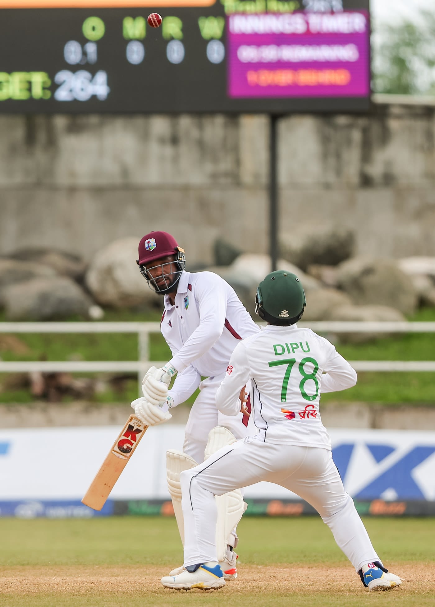 Shahadat Hossain gets under a catch to dismiss Mikyle Louis