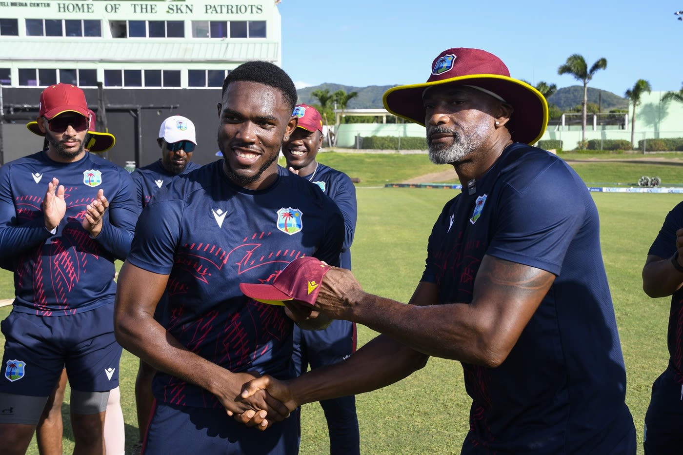 Fast bowler Jediah Blades receives his ODI cap