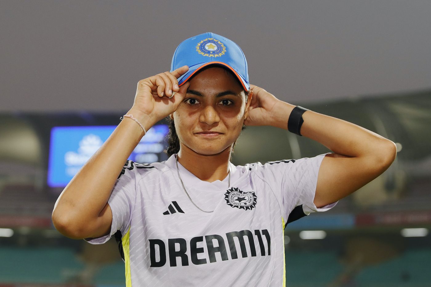 Saima Thakor puts on her maiden T20I cap