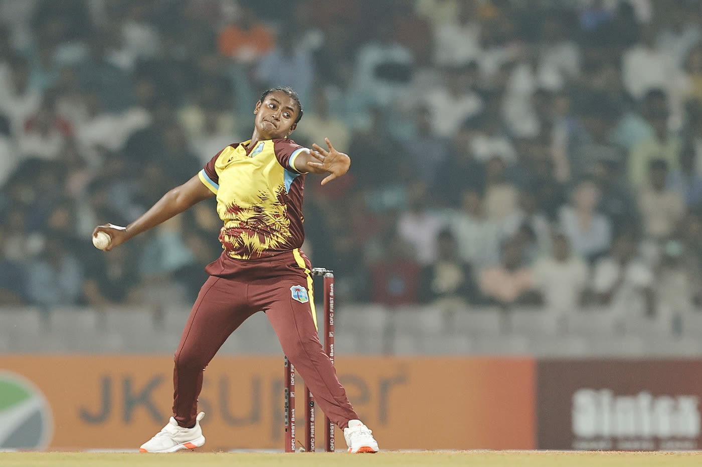 Ashmini Munisar saw Smriti Mandhana's catch go down in her first over