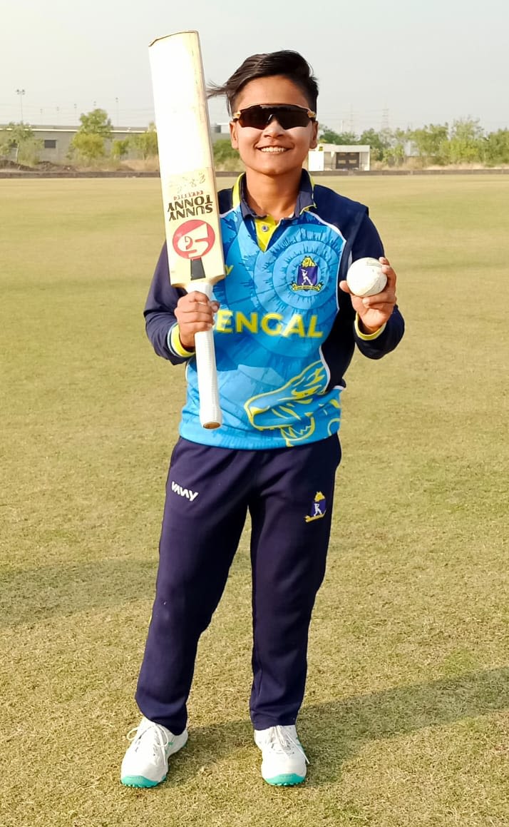 Tanusree Sarkar strikes a pose after her Player-of-the-Match performance