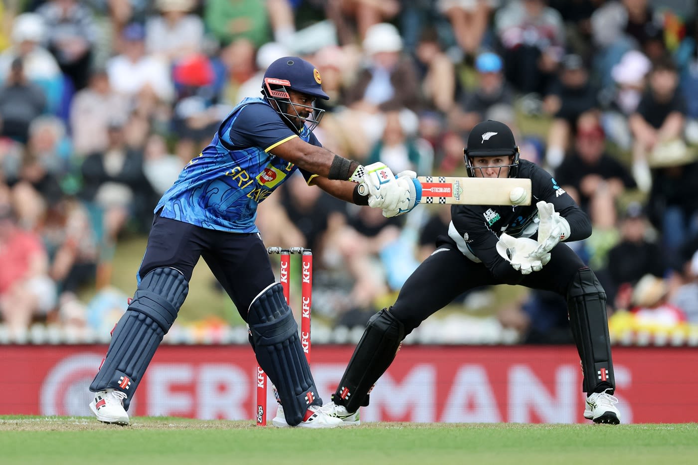 Charith Asalanka (pictured) was involved in a century stand with Kusal Perera
