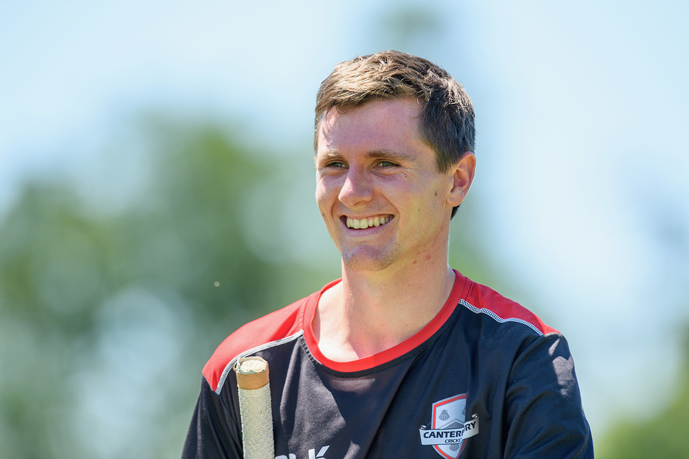 Fraser Sheat looks on during a Cantebury training session