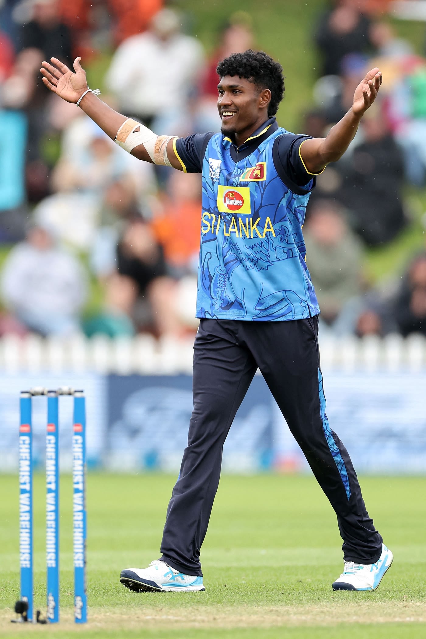 Chamidu Wickramasinghe took the only New Zealand wicket to fall - that of Rachin Ravindra