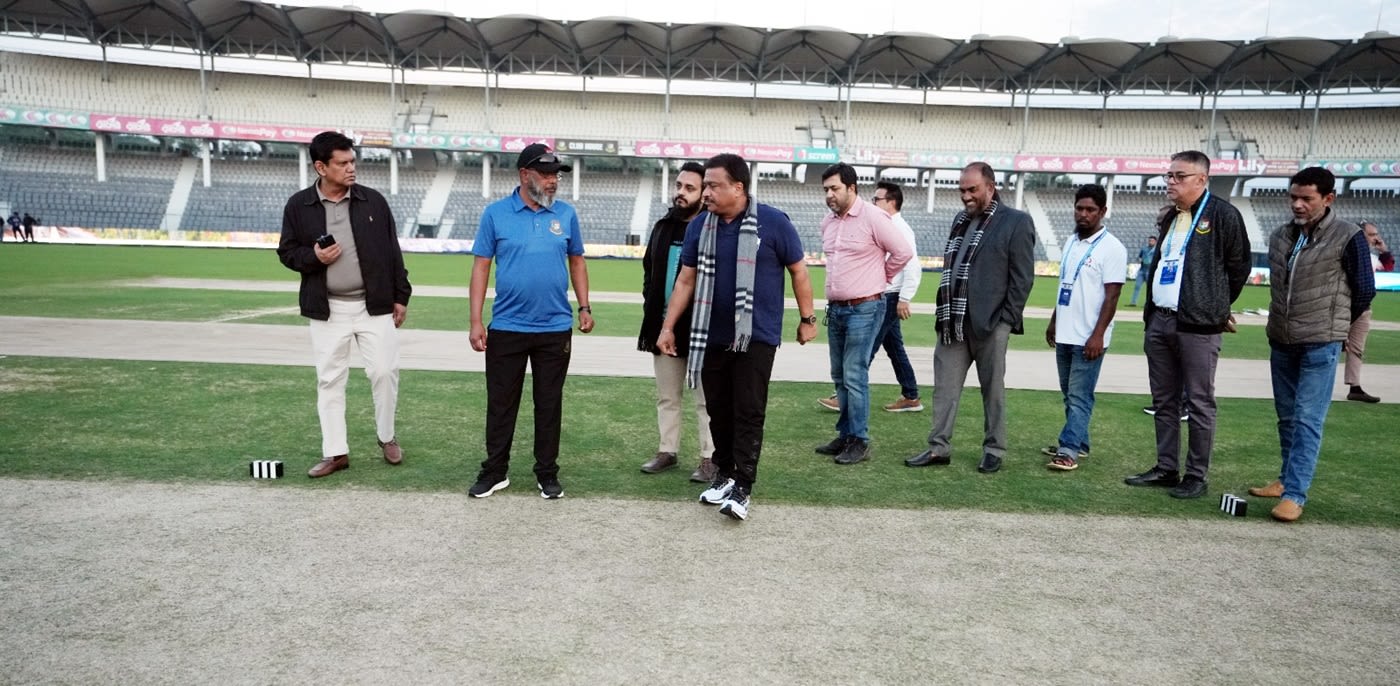 BCB president Faruque Ahmed has a look at the pitch
