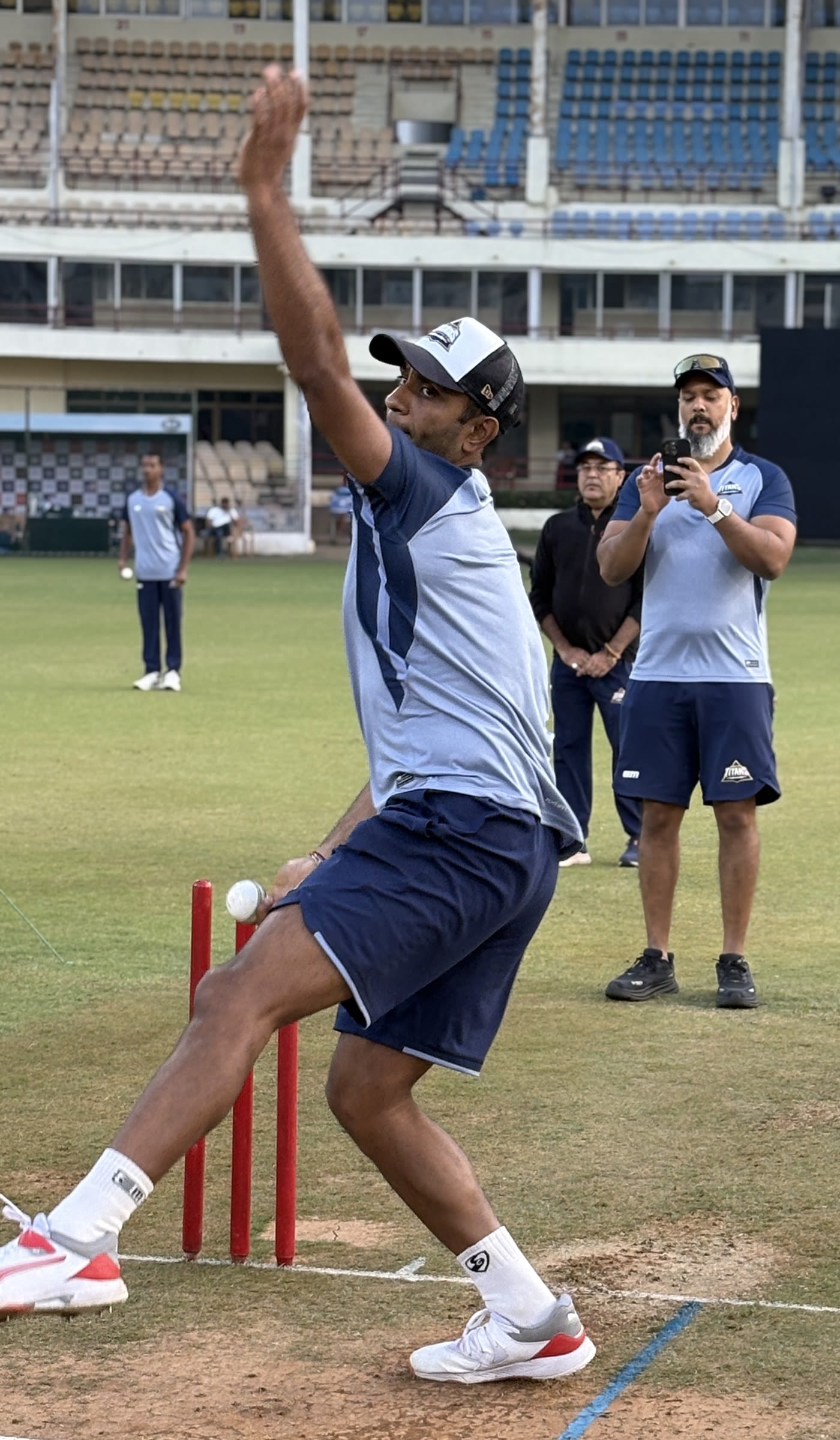 Jayant Yadav was among those at the Gujarat Titans training session