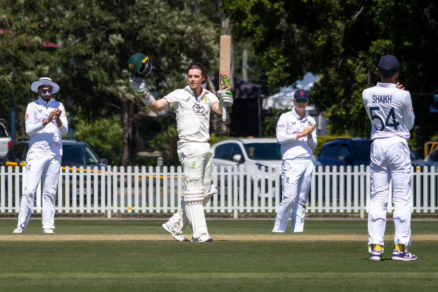 Tim Ward acknowledges reaching his hundred