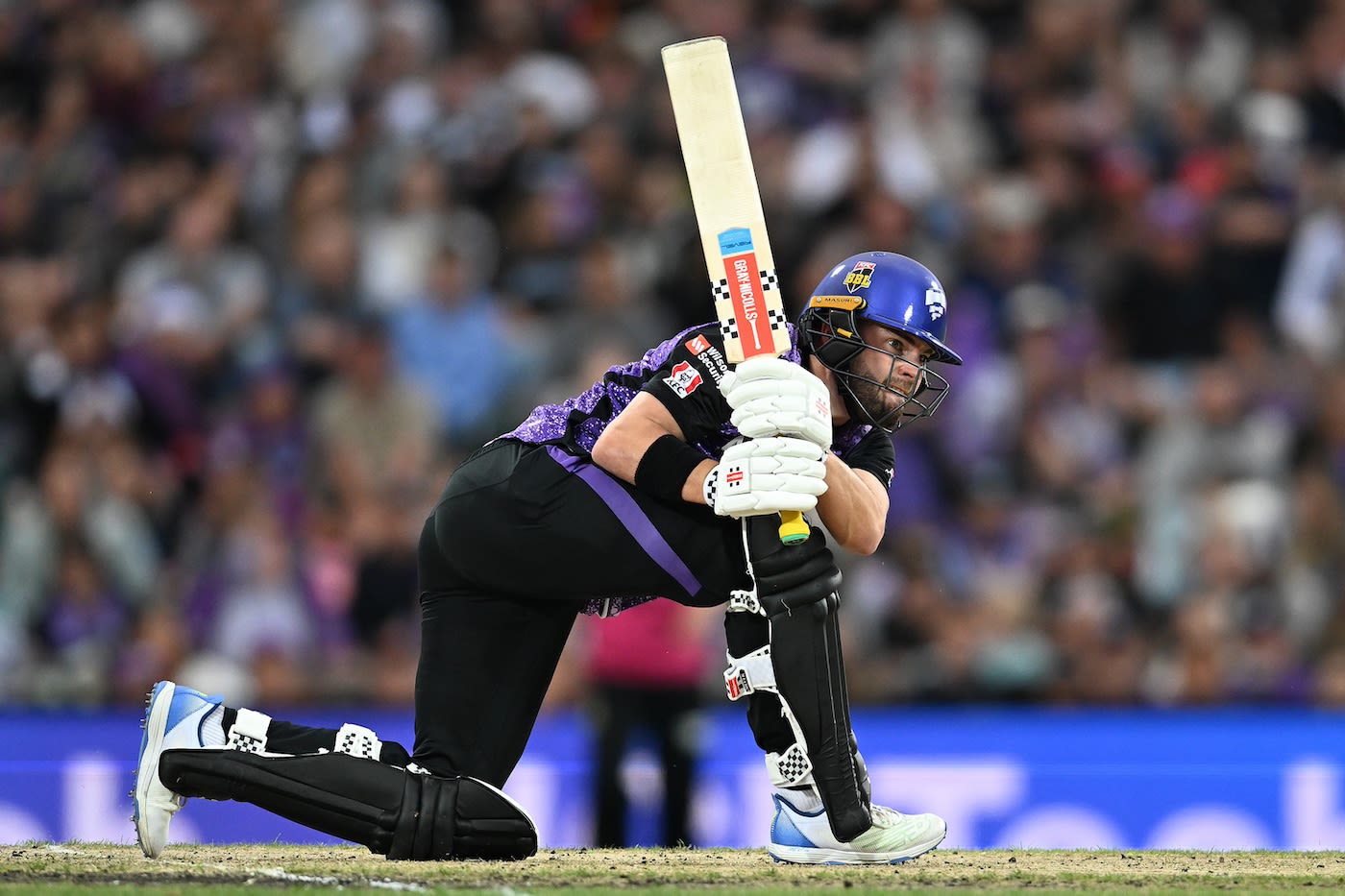 Caleb Jewell smacks the ball to the leg side