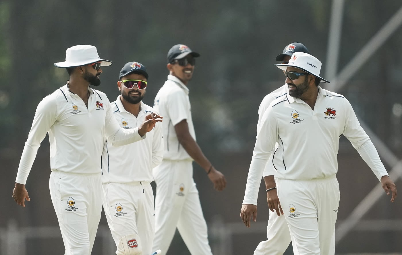 Shreyas Iyer, Hardik Tamore and Rohit Sharma share a light moment