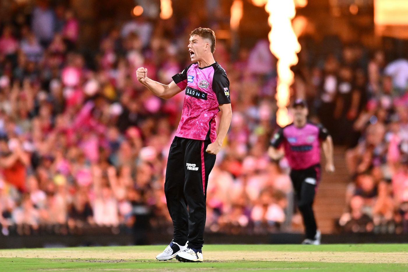 Mitchell Perry took the first wicket of the chase