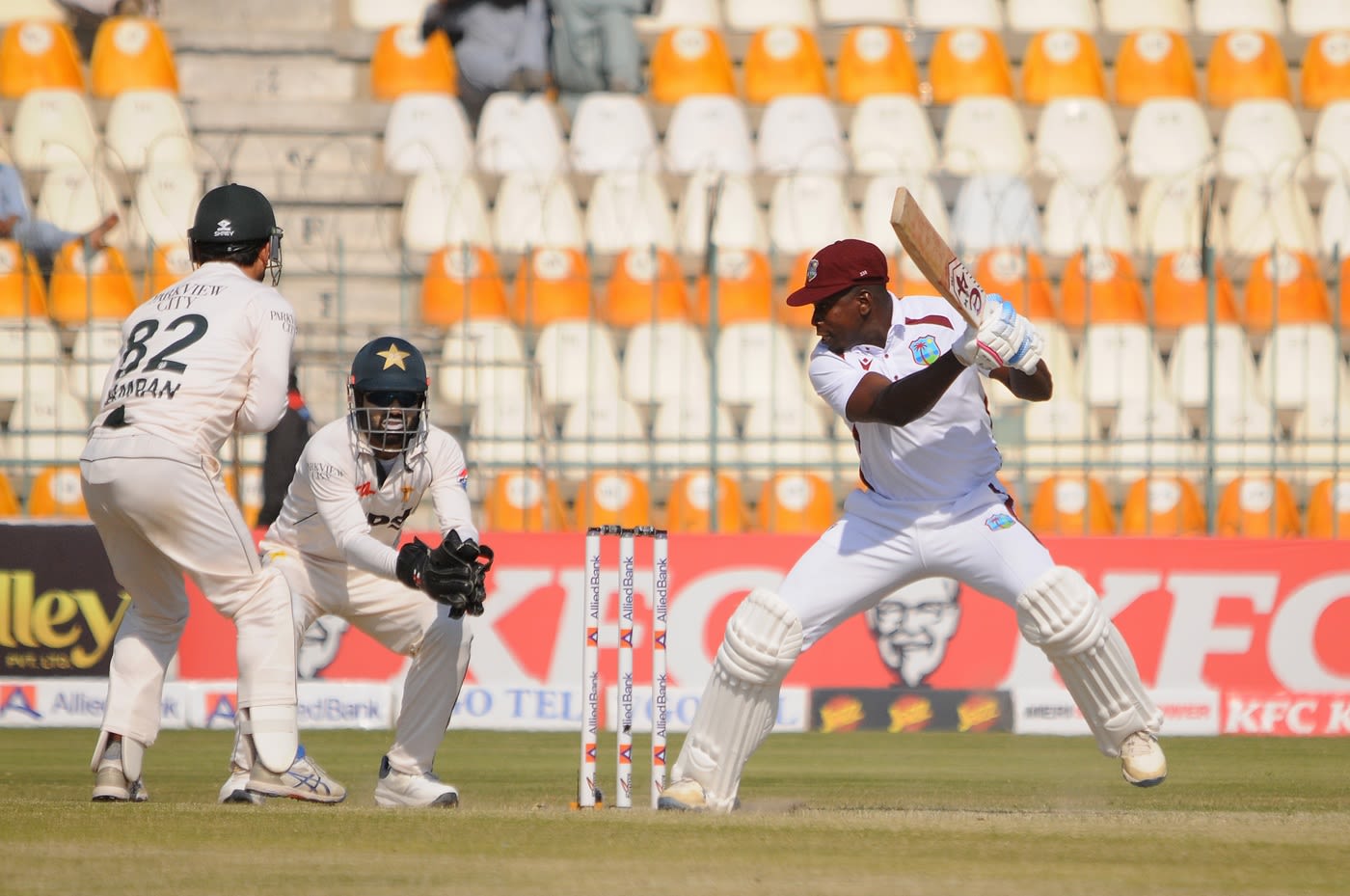 Kevin Sinclair showed decisive footwork against spin