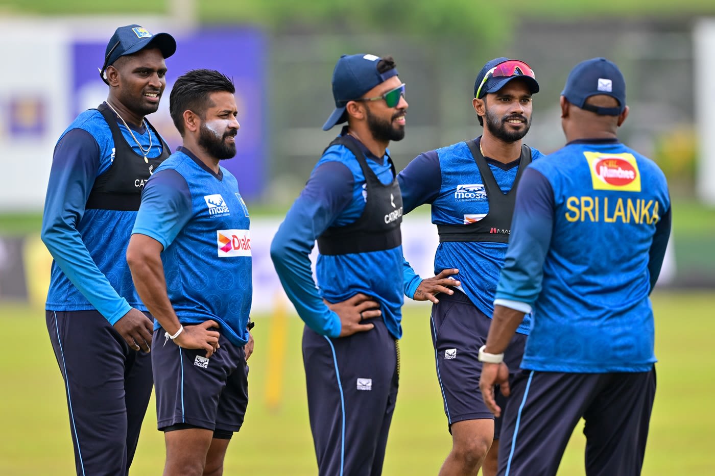 Milan Rathnayake, Lahiru Udara, Sadeera Samarawickrama and Dhananjaya de Silva at a training session