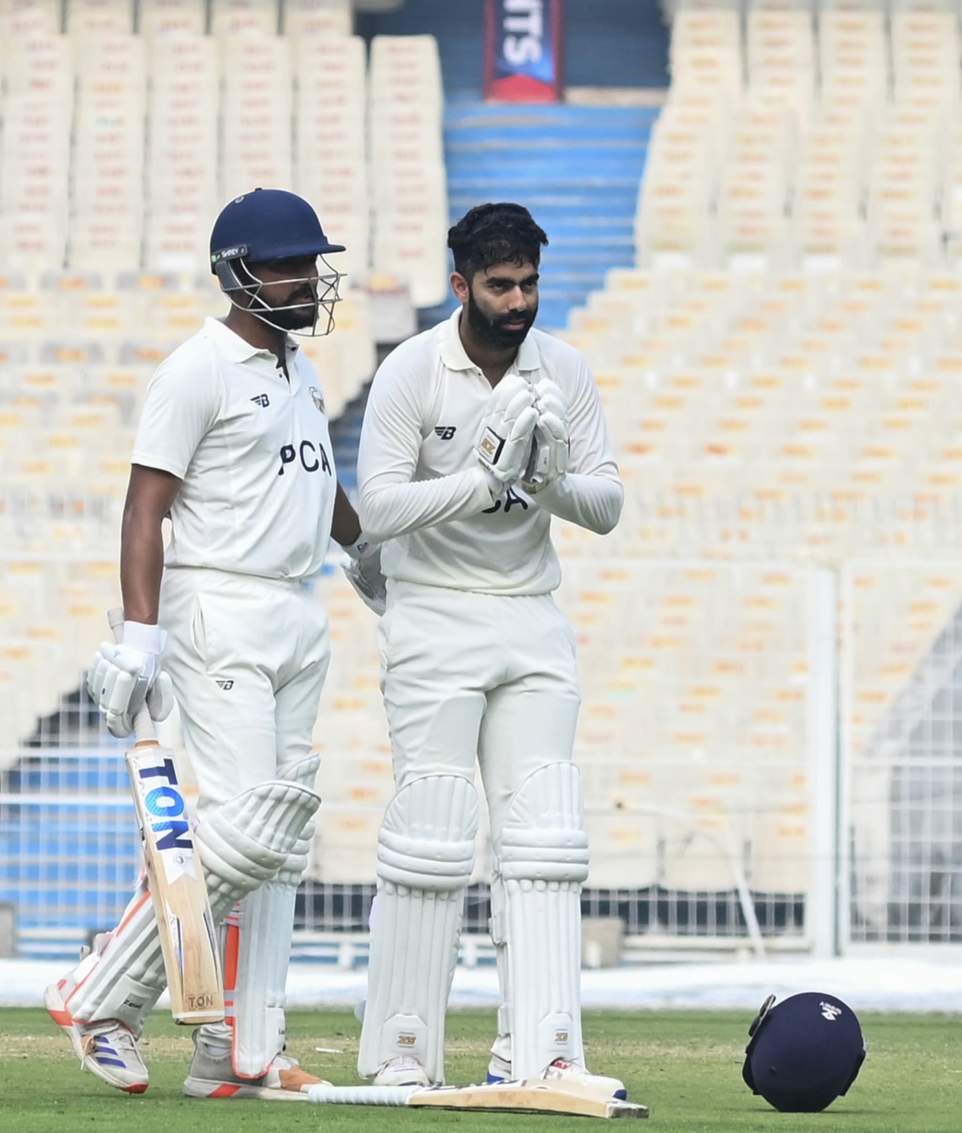 Anmol Malhotra bows down after his hundred