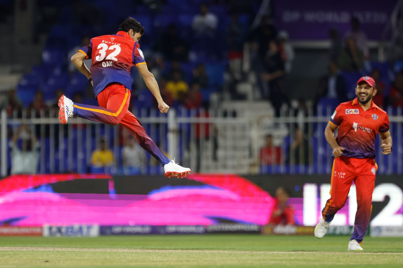 Qais Ahmad exults on his way to figures of 4-0-25-4