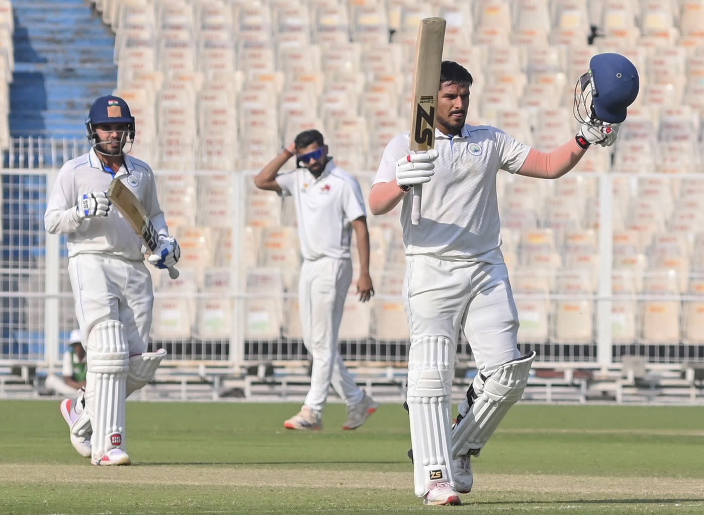 Ankit Kumar celebrates his hundred