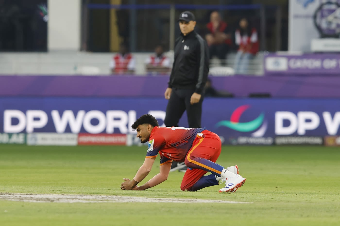 Haider Ali took a good catch diving forward