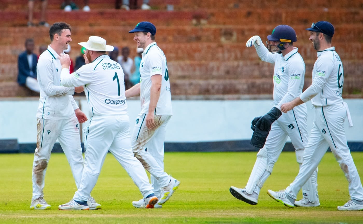Matthew Humphreys celebrates his five-for