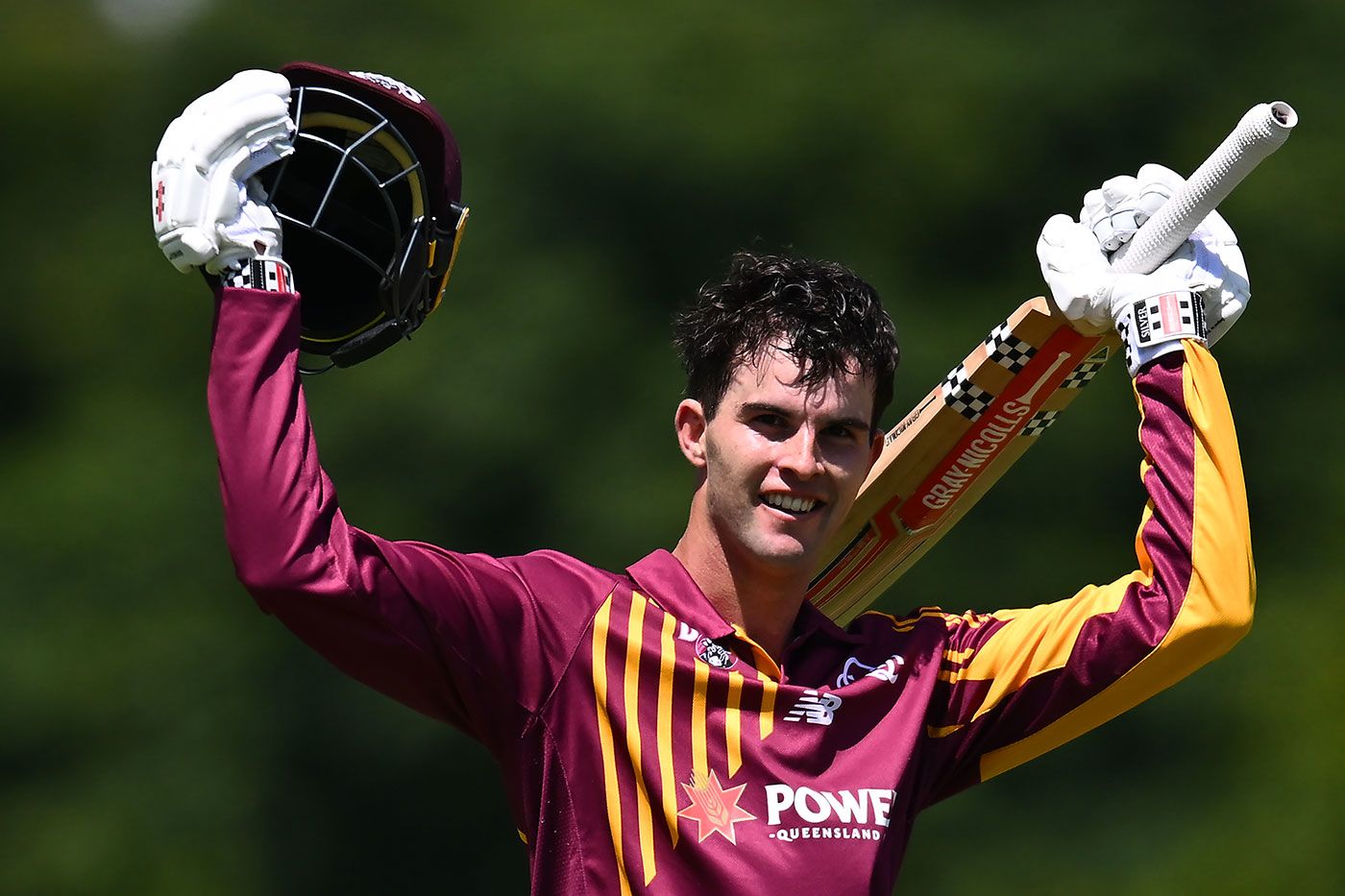 Lachlan Hearne celebrates his century