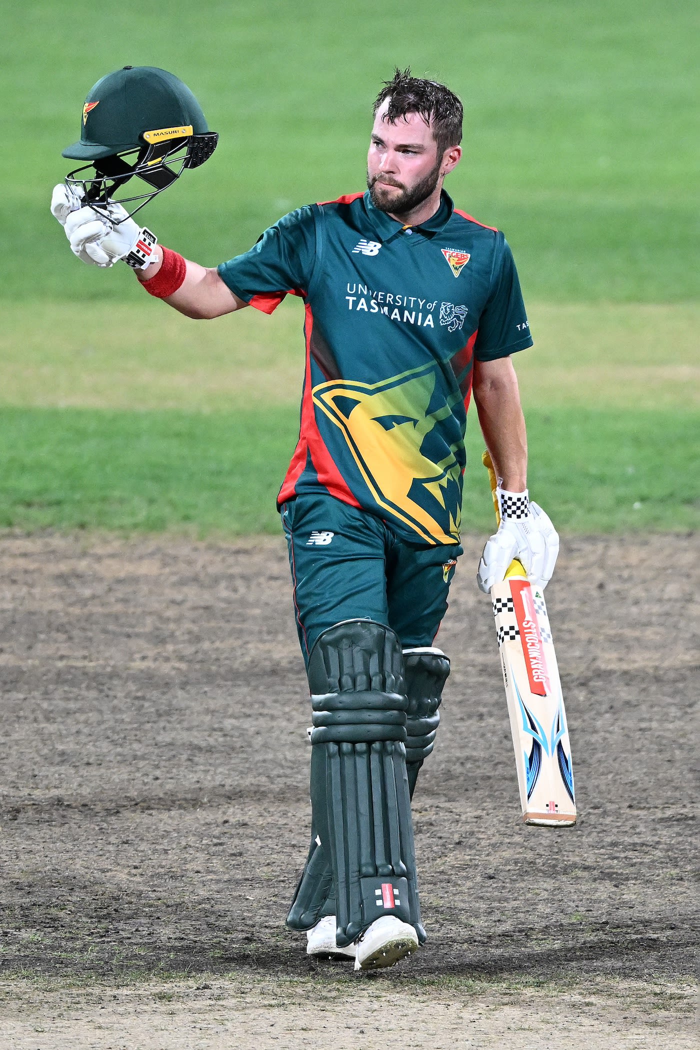 Caleb Jewell celebrates his century