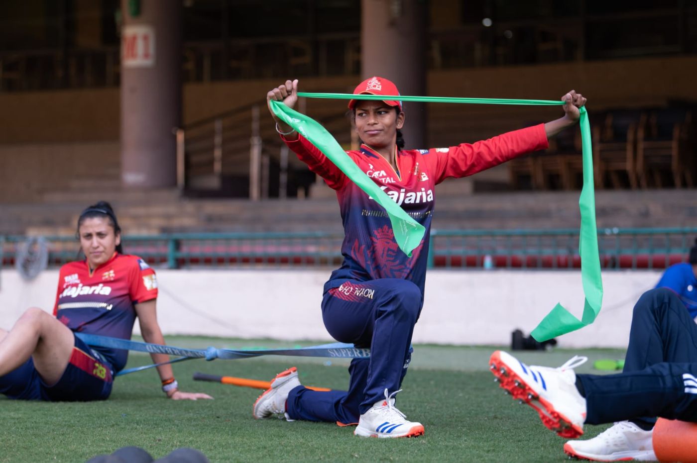 Prema Rawat engages in some stretching