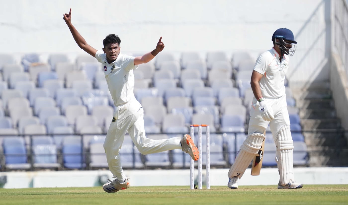 Eden Apple Tom celebrates the wicket of Dhruv Shorey