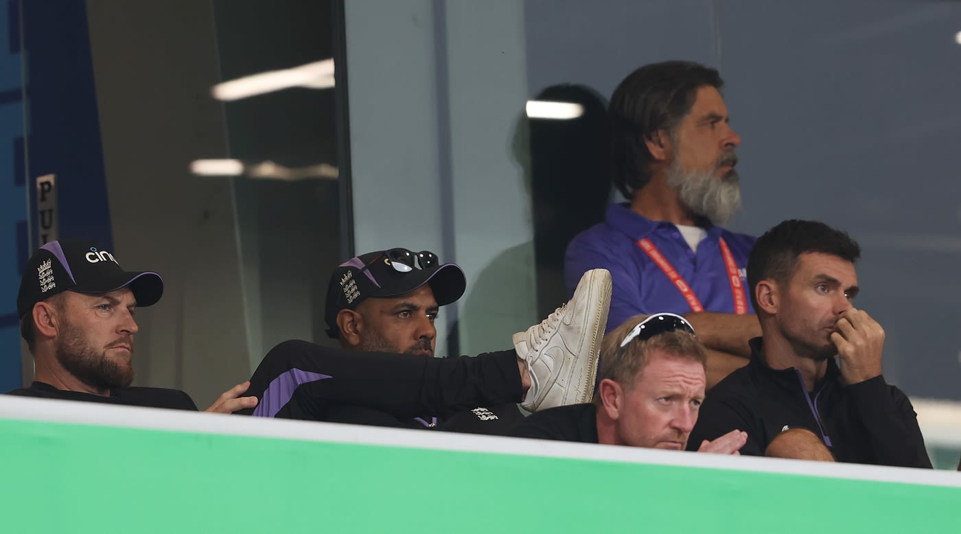 The coaching staff of Brendon McCullum, Jeetan Patel, Paul Collingwood and James Anderson watch England lose their way against Afghanistan