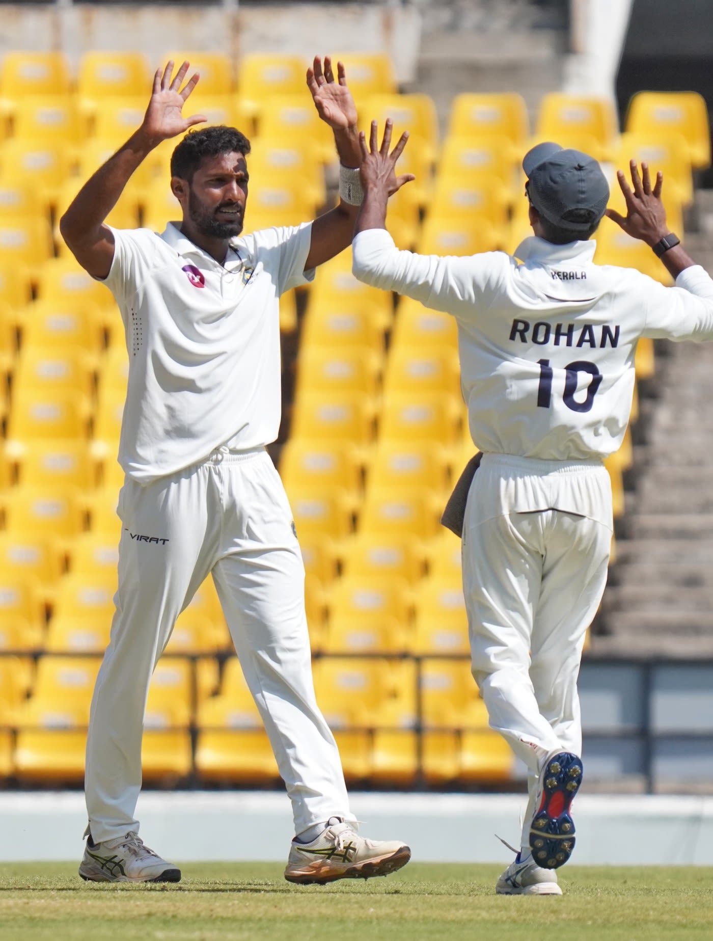 Nedumankuzhy Basil celebrates a wicket