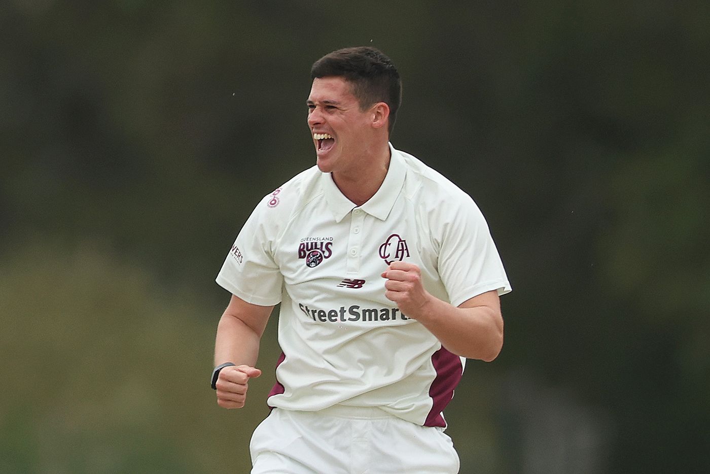 Liam Guthrie celebrates a wicket