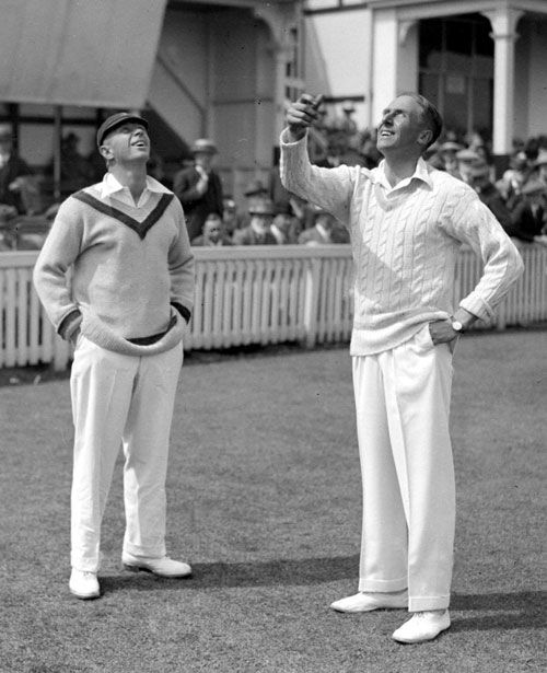 Herbie Taylor and Arthur Gilligan toss ahead of the 1930 Birmingham Test