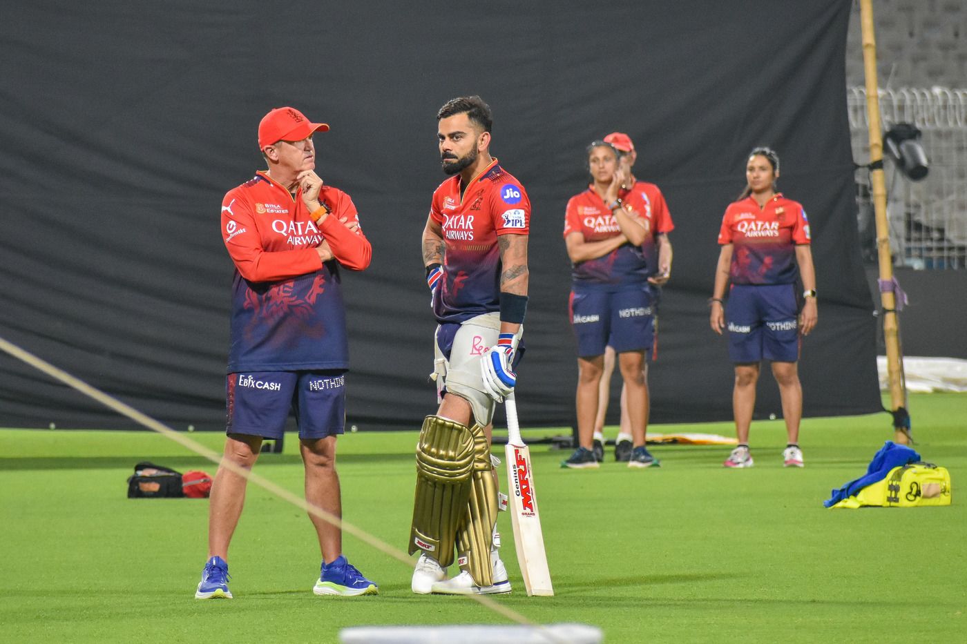Virat Kohli has a word with Andy Flower
