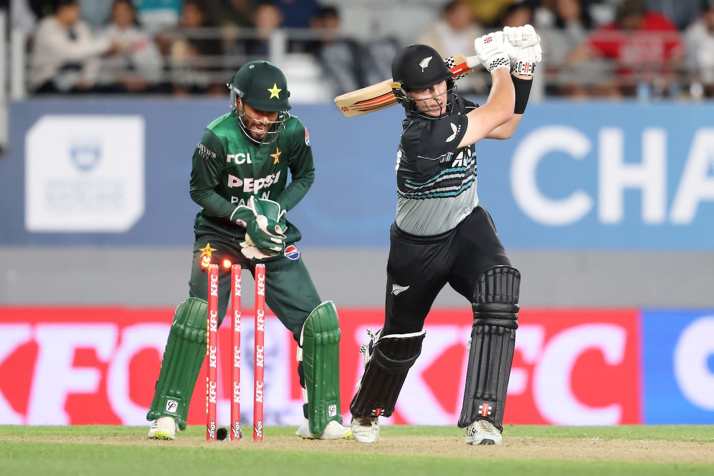 Mitchell Hay missed one from Abrar Ahmed