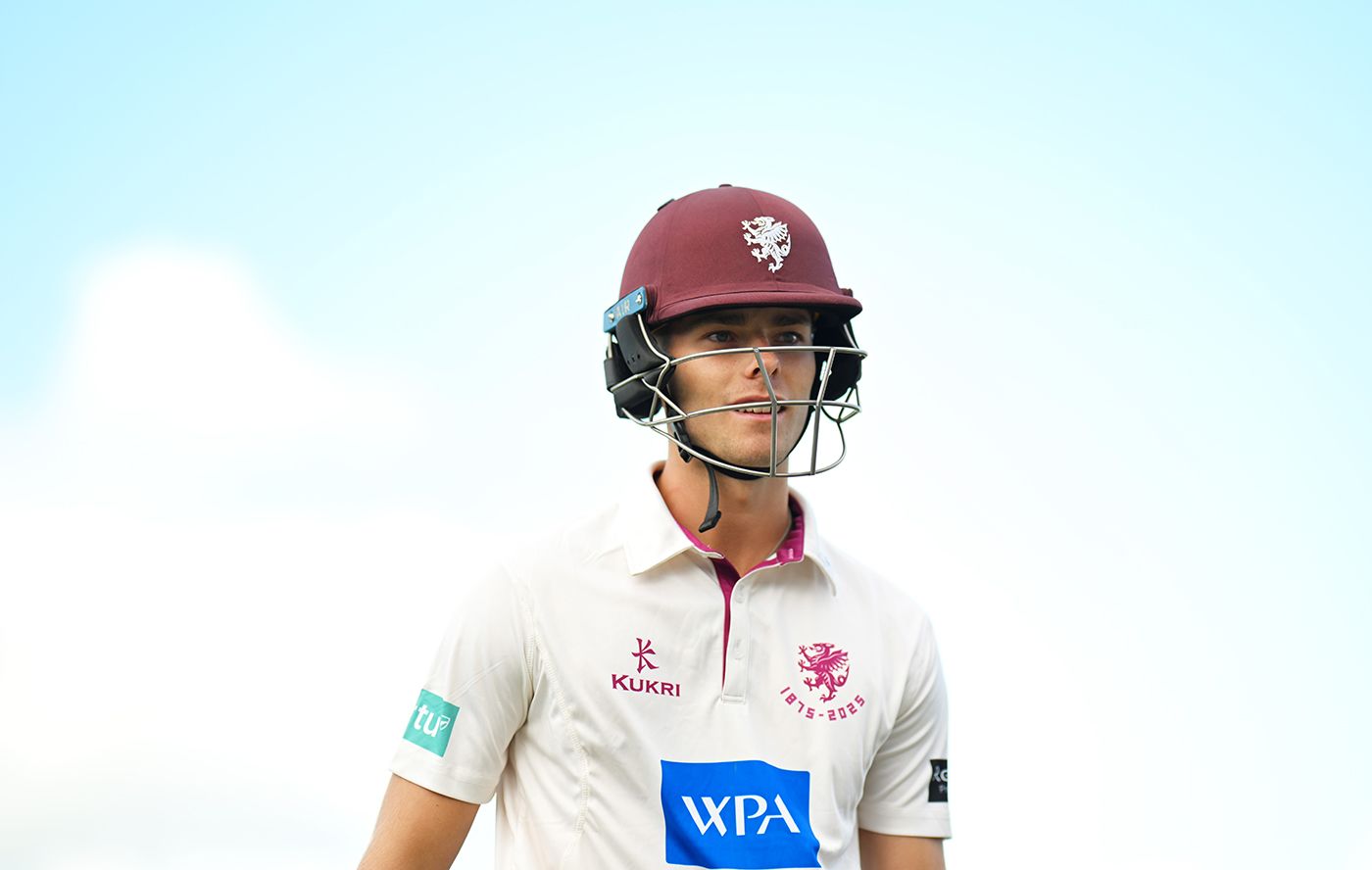 Archie Vaughan prepares to open the batting