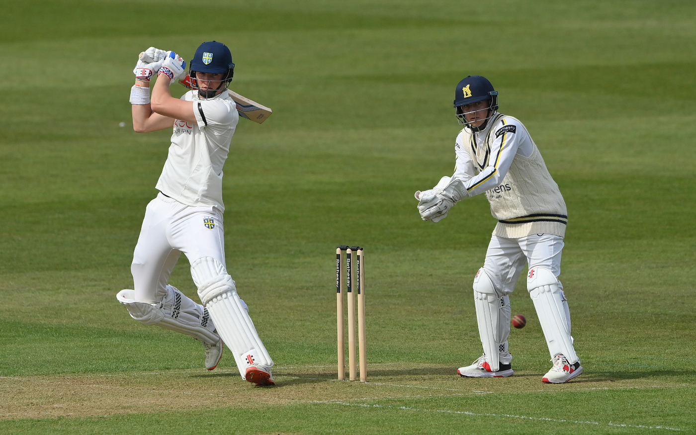 Ben McKinney cuts during his innings for Durham