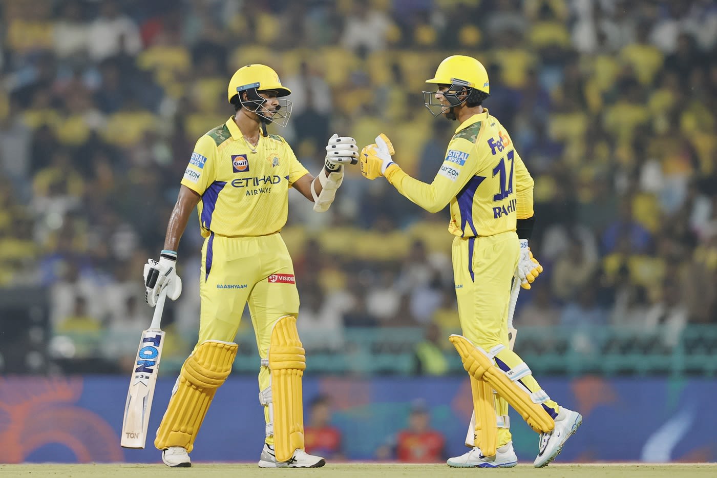 Shaik Rasheed and Rachin Ravindra put up a 50-run stand