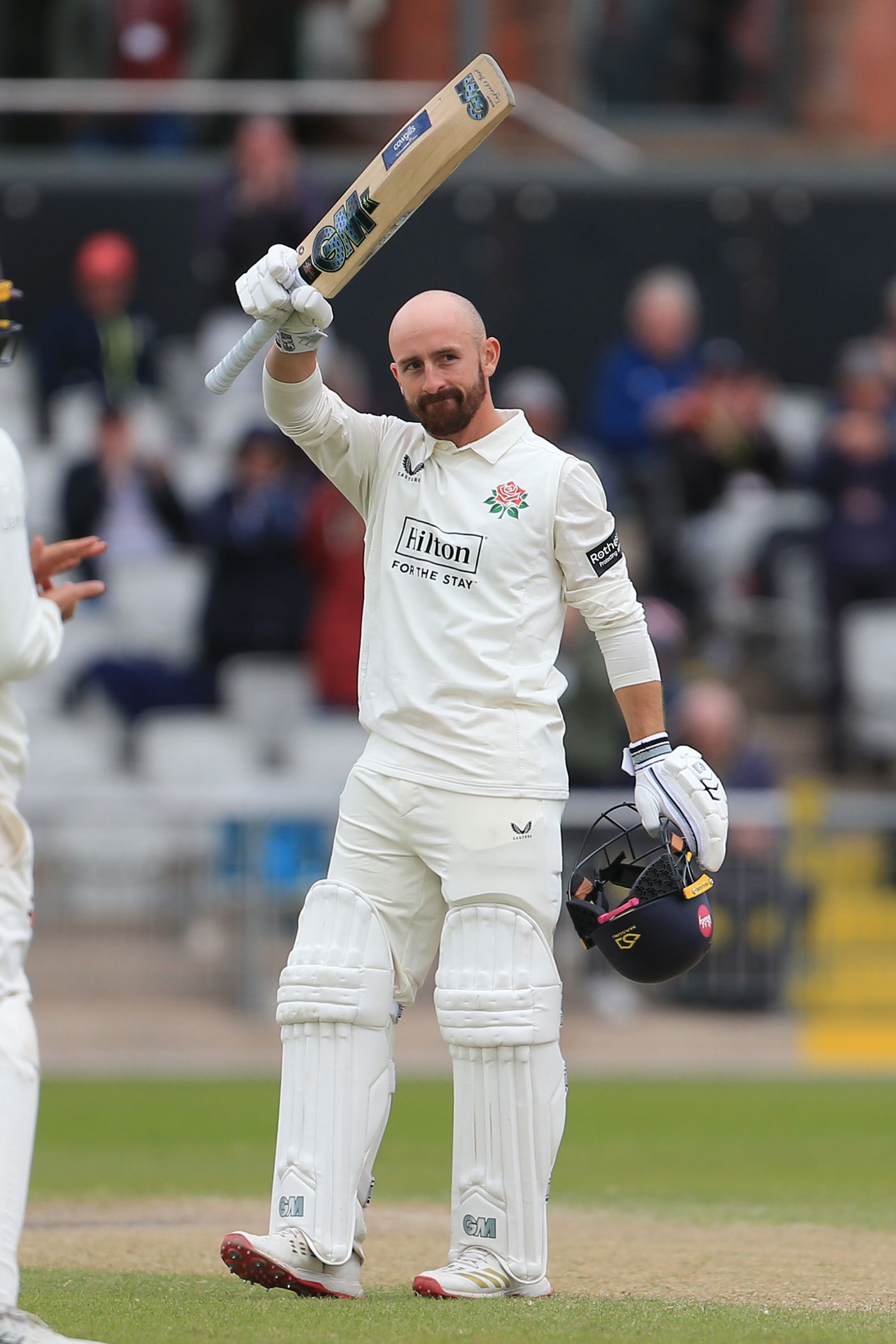 Josh Bohannon acknowledges the applause for his hundred