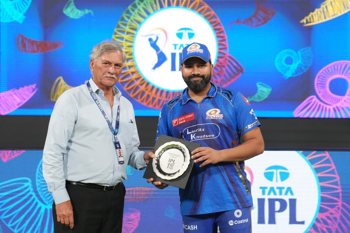 Rohit Sharma was felicitated by BCCI president Roger Binny before the game