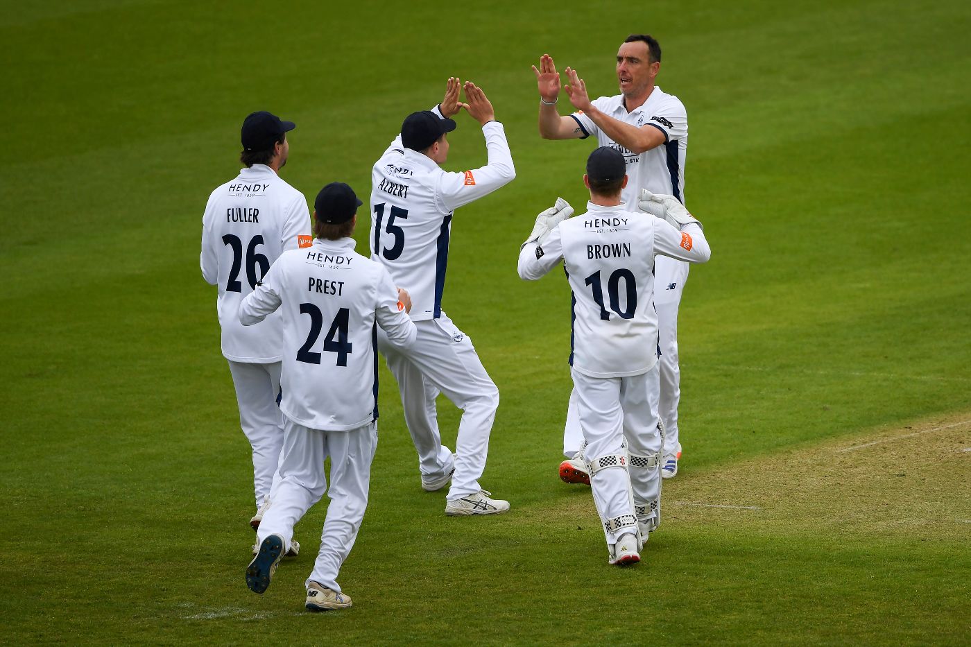 Kyle Abbott claimed the wicket of Somerset's captain James Rew
