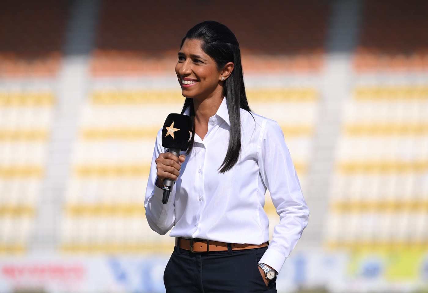 Urooj Mumtaz does the pre-match show before the Test